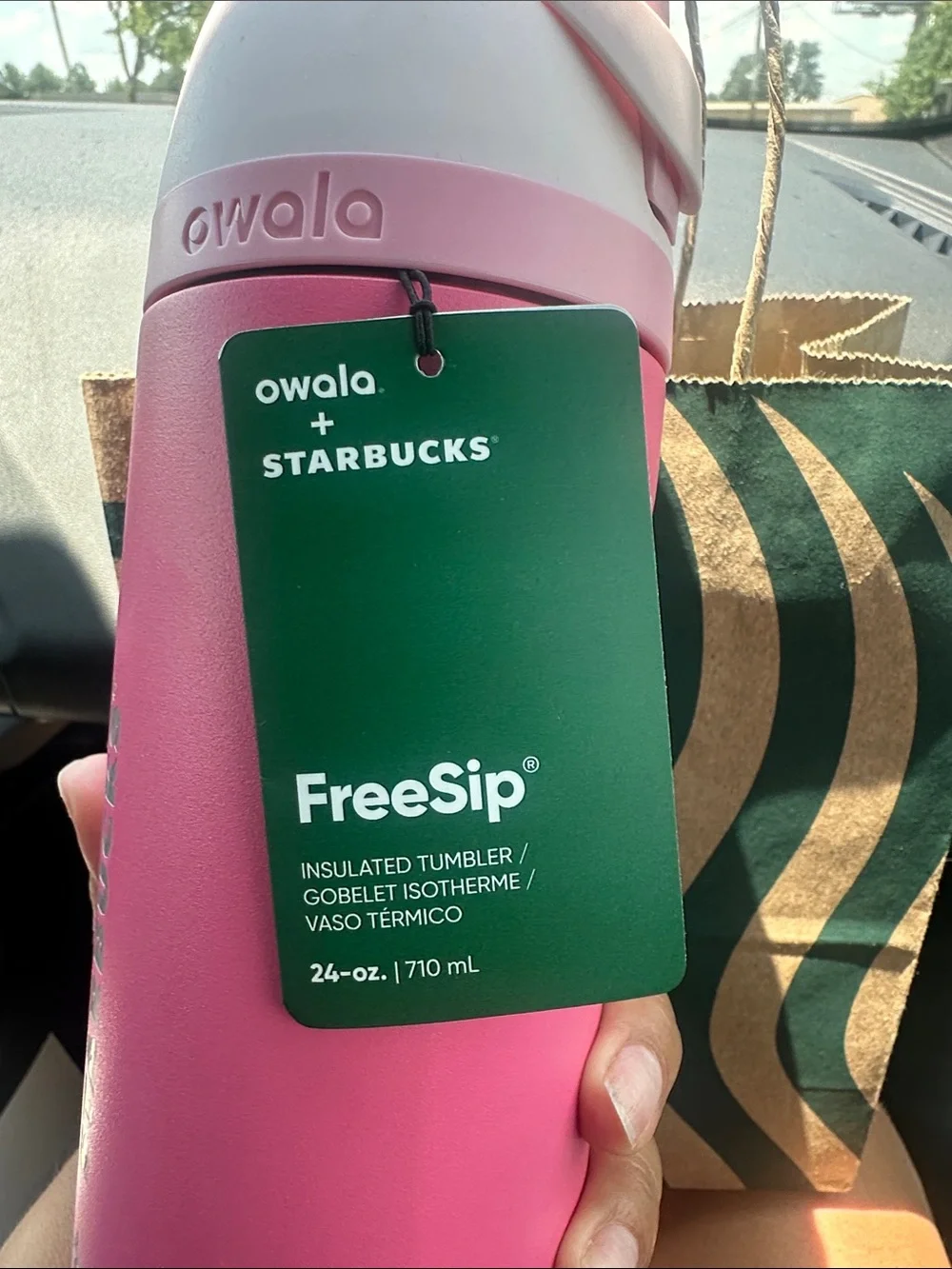 Owala x Starbucks Pink FreeSip Water Bottle